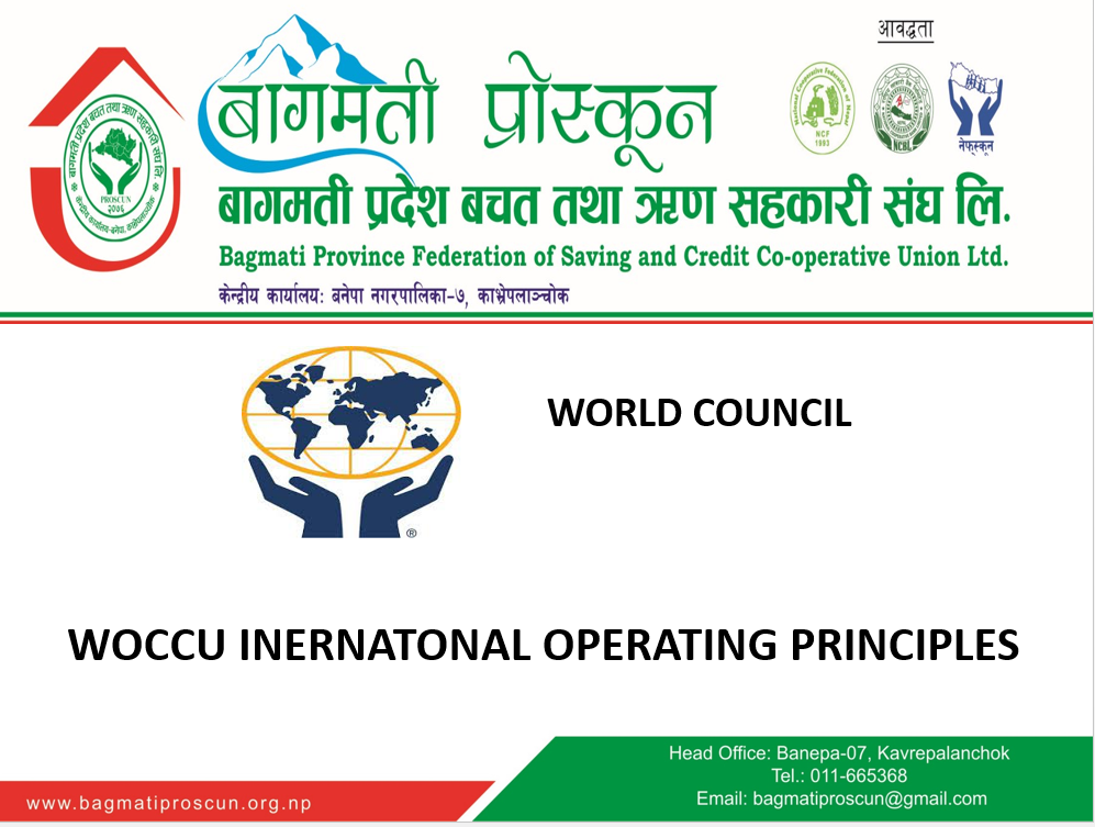 WOCCU INTERNATIONAL OPERATING PRINCIPLES